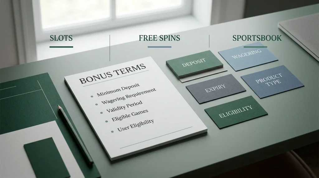 Bonus terms checklist for a UK online casino offer