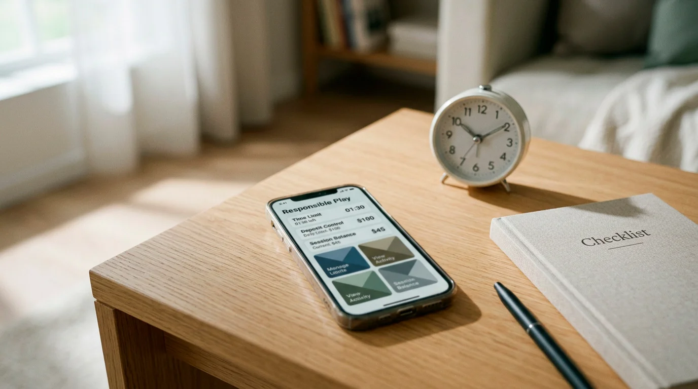 Mobile casino checklist with games, app, browser and safer-gambling reminders